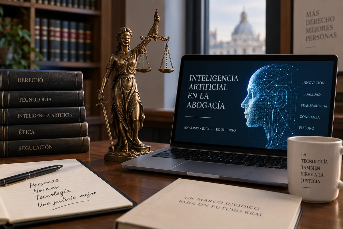 Ilustración de apertura del artículo sobre inteligencia artificial aplicada al ejercicio de la abogacía