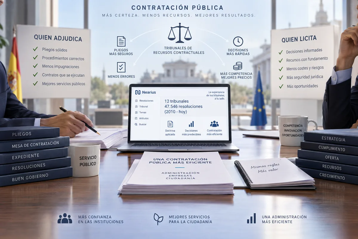 Ilustración de apertura del artículo sobre contratación pública y tribunales de recursos contractuales